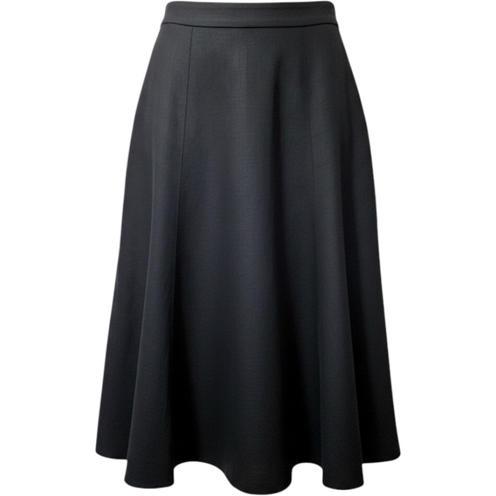 Rodier Paris Vintage Black 100% Linen Flared Midi Skirt French Size 42 US 10